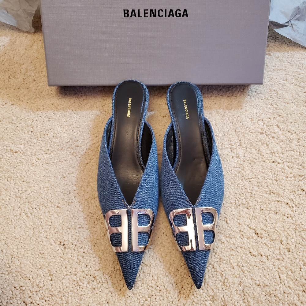 Balenciaga Knife Denim Mules - Picture 2 of 3